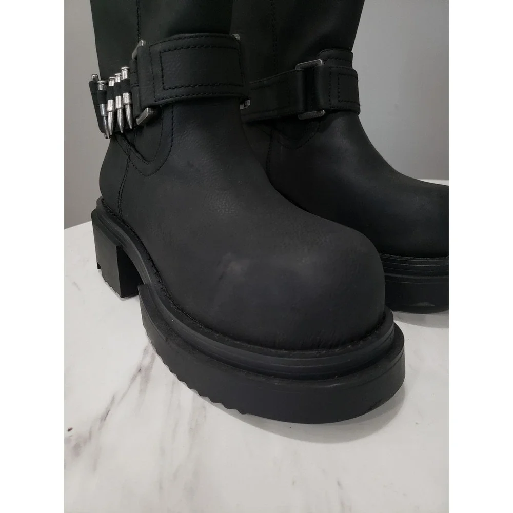 SIZE 9 Dolls Kill Darker Wavs Moto Goth Chunky Platform Bullet Ankle Rave Punk